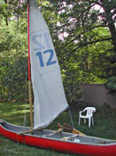 canoe rigged with marconi/bermuda sail 